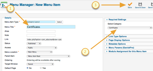 menu settings