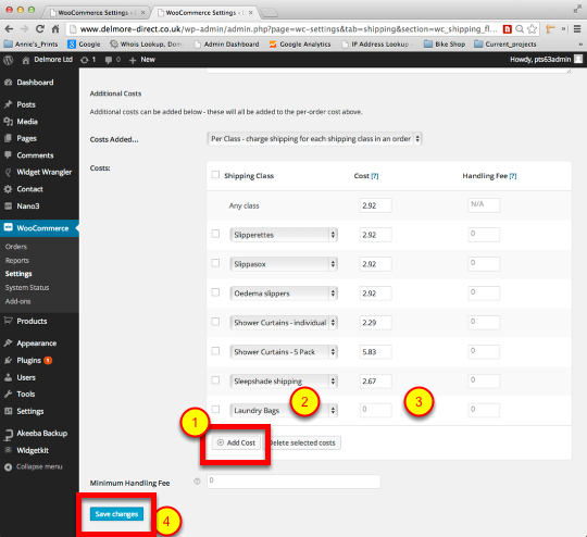 Scroll to the bottom of the Cost settings